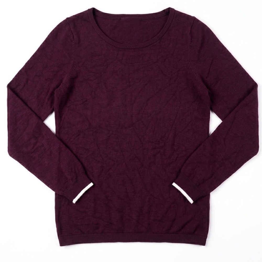 Absolutely Sweater Womens Small Plum Purple Scoop‎ Neck Contrast Cuff Knit Top